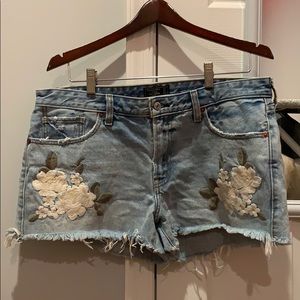 Distressed Floral Shorts